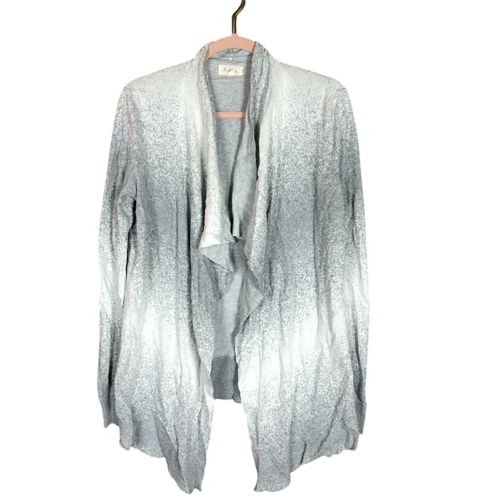 Lou & Grey Loft Womens XS Grey White Ombre Marled Open Front Cardigan Sweater